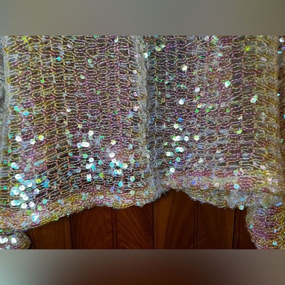 NEW ZARA ECRU WHITE SEQUIN SWEATER SIZE SMALL CHRISTMAS NEW YEARS - Picture 8 of 11